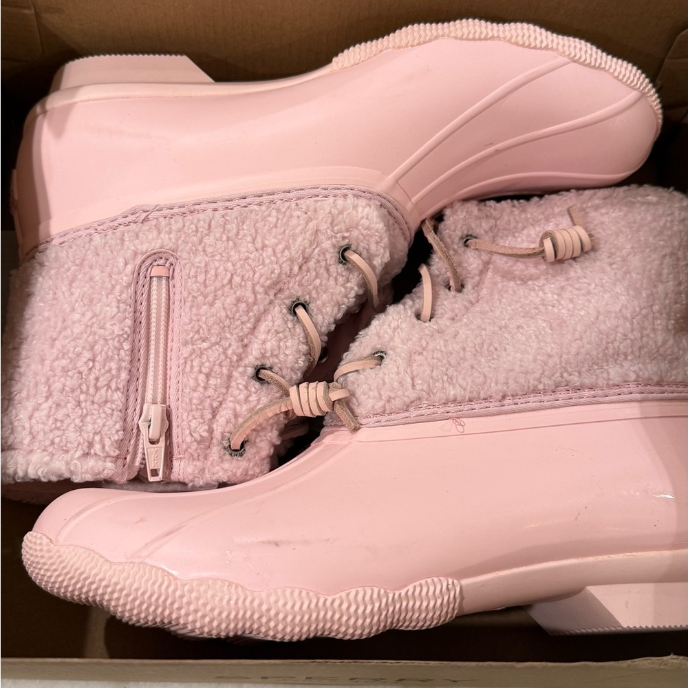 Sperry Pink Sherpa Rain and Snow Boots